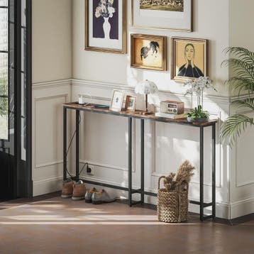 Smalle Industriële Console Tafel met Laadstation - 160x20x80, Huis en Inrichting, Tafels | Salontafels, Verzenden, Nieuw