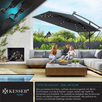 Zweefparasol - Tuinparasol - Parasol 250 cm - Met voet - Met, Verzenden, Zo goed als nieuw