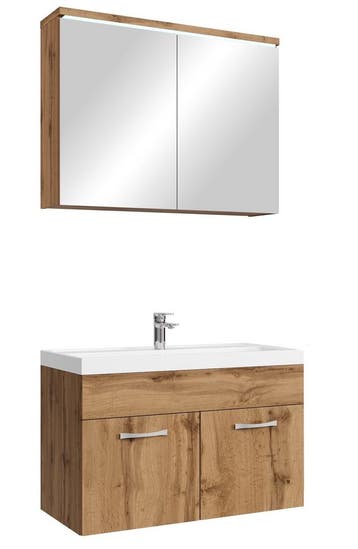 Badkamermeubel Set Paso 02 80 x 40 cm Eiken Badmeubel, Verzenden, Nieuw, Wastafelkast