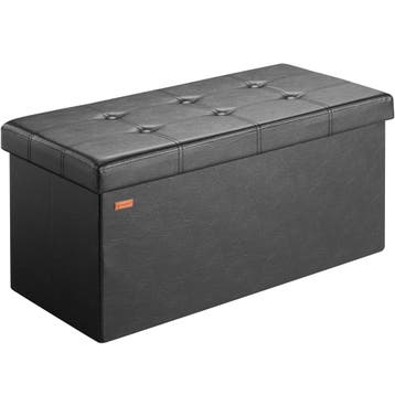 Opbergkist Zwart MDF Kunstleer 80x40x40cm 100L (Huishouden), Verzenden, Nieuw