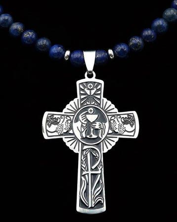 Lapis lazuli - Halsketting van Geloof - Kruis van Licht -