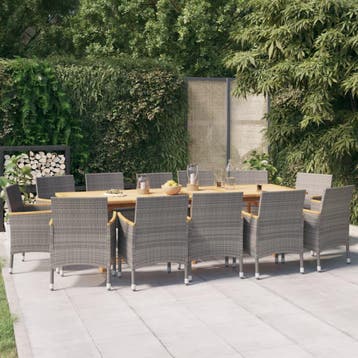 vidaXL 13-delige Tuinset met kussen grijs, Verzenden, Nieuw, 2 zitplaatsen, Tuinset
