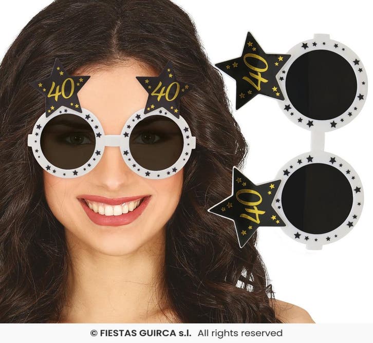 Feestbril 40 Jaar  Zwart & Goud, Kleding | Dames, Carnavalskleding en Feestkleding, Nieuw, Ophalen of Verzenden