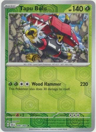 Tapu bulu 006/064 reverse holo Shrouded fable, Hobby en Vrije tijd, Verzamelkaartspellen | Pokémon, Losse kaart, Nieuw, Foil, Ophalen of Verzenden