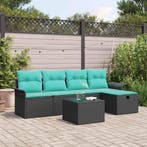 vidaXL Tuin Sofa Set met kussen met opslag 6 pcs Poly riet, Verzenden, Nieuw, Rotan, 6 zitplaatsen