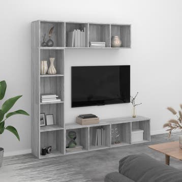 vidaXL 3-delige boekenkast- / tv-meubelset 180x30x180 cm, Huis en Inrichting, Kasten | Boekenkasten, Verzenden, 150 tot 200 cm