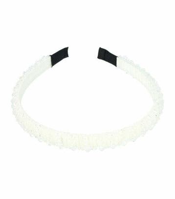 Haarband Diadeem 1cm – Facetkralen - Streeppatroon – Wit, Nieuw