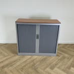 roldeurkast 1 legbord (hxbxd) 106x120x46 cm,  grijs - kersen, Huis en Inrichting, Kasten | Roldeurkasten en Archiefkasten, Ophalen of Verzenden