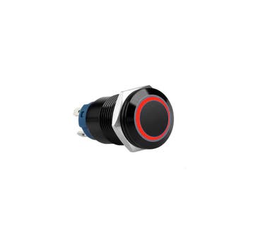 Drukchakelaar 19mm - rode LED verlichting – 12V / 24V, Ophalen of Verzenden, Nieuw