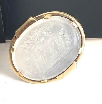 Zegelring - 14 karaat Geel goud, chalcedoon Chalcedoon -