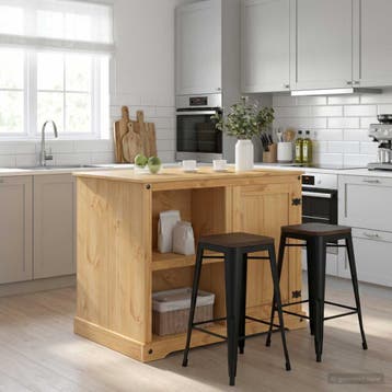 vidaXL Keuken Eiland Set Honing Wax 112 x 77 x 91,5 cm, Verzenden, Nieuw, Bruin