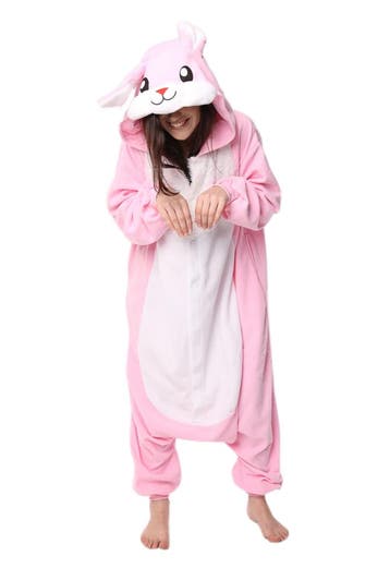 Onesie Roze Konijn Pak L-XL Konijnenpak Kostuum Paashaas Haz, Maat 52/54 (L), Carnaval, Nieuw, Ophalen of Verzenden
