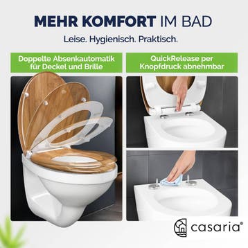Wc-bril Bamboe-look met soft close mechanisme (Badkamer), Verzenden, Nieuw