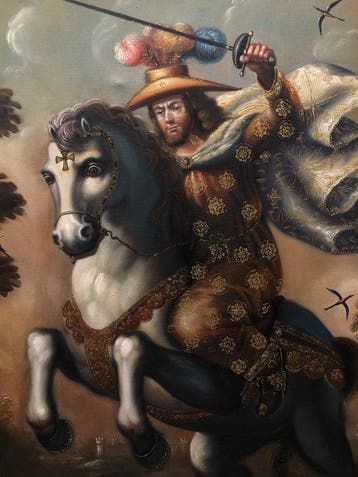 School of Peru (c. 1960) - Saint James, the Moor Slayer - XL, Antiek en Kunst