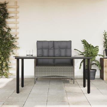 vidaXL 2-delige Tuinset met kussens poly rattan grijs, Verzenden, Nieuw, Tuinset