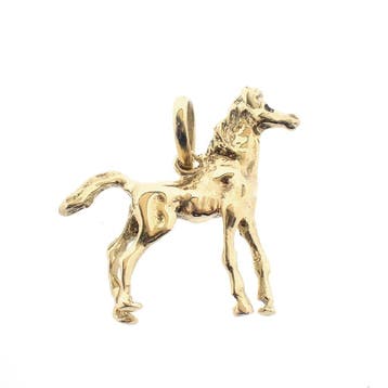 Gouden hanger van een paard (Hanger of bedel), Ophalen of Verzenden, Gebruikt, Goud, Overige merken