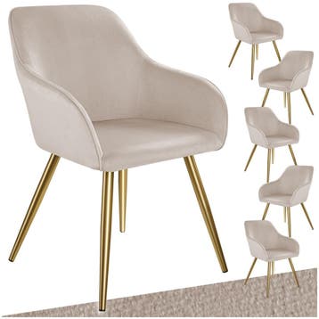 Eetkamerstoel Marilyn fluweellook, gouden poten, Verzenden, Nieuw