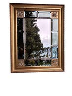 Wandspiegel - Hout, Glas, Zilver - Roos gevuld met zilver