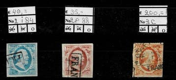 Nederland 1852 - Koning Willem III - NVPH 2024 no 1i, 2p en, Gestempeld