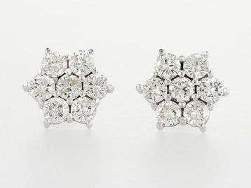 Oorstekers - 14 karaat Witgoud - 1.62ct. tw. Diamant