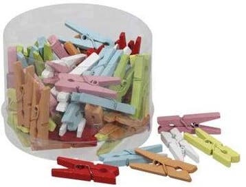 Knijpertjes Hout Multicolor 3 cm 72 stuks, Ophalen of Verzenden, Nieuw