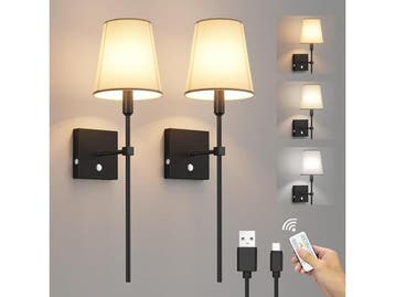 Veiling - Coinmit Draadloze Wandlamp (2 Stuks) zwart, Nieuw