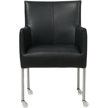 Set van 4 Leren eetkamerstoelen Desire - Granada Black, Huis en Inrichting, Stoelen, Ophalen of Verzenden, Nieuw, Leer