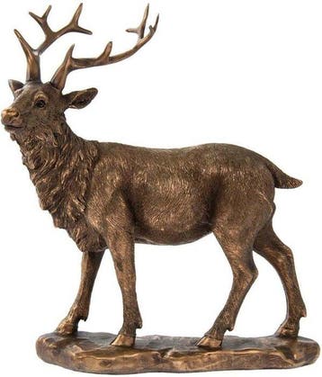 sculptuur, Bronze Effect Stag Sculpture – Majestic Deer