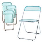 Klapstoel set van 4 Pornainen 74x46x47 cm lichtblauw transpa, Huis en Inrichting, Stoelen, Verzenden, Nieuw