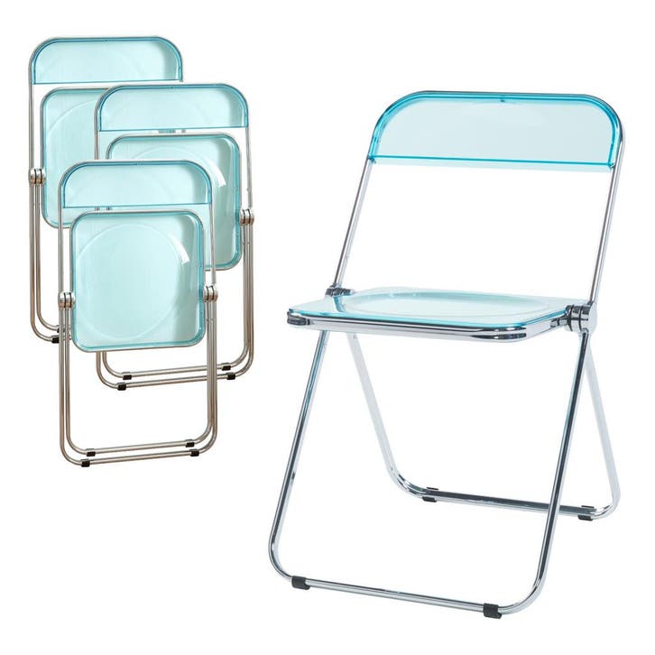 Klapstoel set van 4 Pornainen 74x46x47 cm lichtblauw transpa, Huis en Inrichting, Stoelen, Verzenden