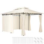 Luxe tuinpaviljoen Emine 4x3m met 6 zijdelen - crème, Verzenden, Nieuw