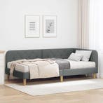 vidaXL Hoekbedframe Donkergrijs 90 x 190 cm Stof, Verzenden, Nieuw, Grijs, Stof