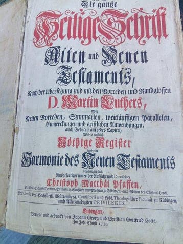 BIBLIA, Das ist: Die ganze Heilige Schrift - 1730