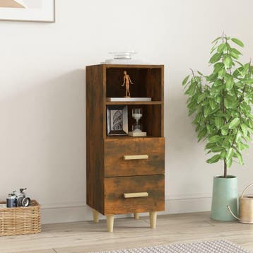 vidaXL Dressoir 34,5x34x90 cm bewerkt hout gerookt, Huis en Inrichting, Kasten | Dressoirs, Minder dan 50 cm, Verzenden, Nieuw