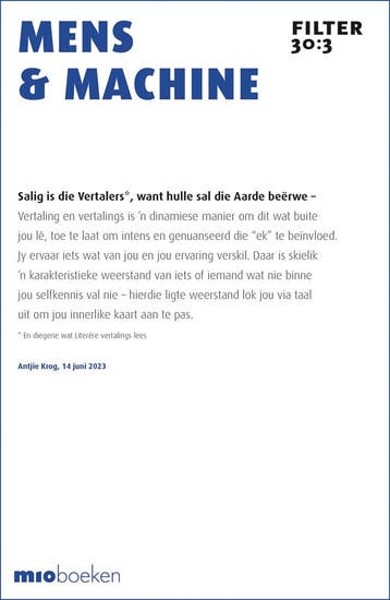 Mens & machine / Filter – Tijdschrift over vertalen /, Verzenden, Gelezen
