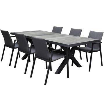 Nancy New Delhi dining tuinset 224x103x74,5 cm 7 delig, Ophalen of Verzenden, Nieuw
