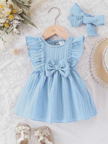 Schattige Zomerjurk Blauw voor Baby Meisjes met Ruches en St, Verzenden, Nieuw