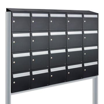 Brievenbusunit Flow set vrijstaand 5-breed, 4-hoog - zwart, Verzenden, Nieuw