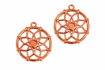 2 x DQ metalen bedels dromenvanger 21 x 18 mm – oogje 1,5., Ophalen of Verzenden, Nieuw, Kraal