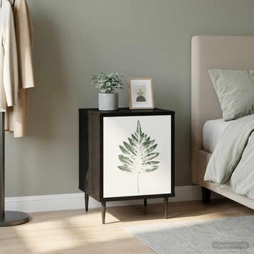 vidaXL Nachtkastje HANAU Zwart eiken 36 x 33 x 51 cm Bewerkt, Minder dan 45 cm, Verzenden, Nieuw, Minder dan 55 cm