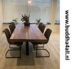 Boomstam tafel / eettafel / bureau / teak tafelblad, Huis en Inrichting, Tafels | Eettafels, Natuurlijk, robuust, stoer, industrieel, ijzerwerk, uniek, hout