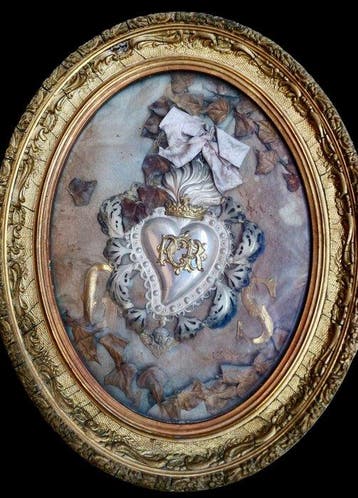 Groot Ex Voto voor ontvangen gunst, ingelijst - 45 cm -