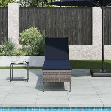 vidaXL Ligstoel met kussen grijs 55x200x44cm polyrotan, Verzenden, Nieuw