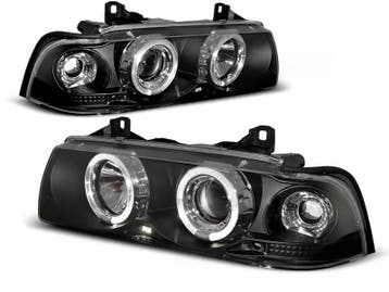 Koplampen BMW E36 Limousine/Touring Angel Eyes Zwart, Auto-onderdelen, Ophalen of Verzenden, Nieuw