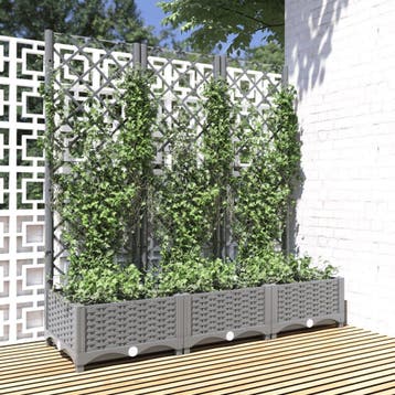 vidaXL Plantenbak met latwerk 120x40x121,5 cm polypropeen, Verzenden, Nieuw, Kunststof, 100 cm of meer