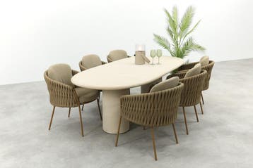 4SO Molina/Hampton 6-persoons ovale dining tuinset 240x105, Verzenden, Nieuw, Rvs, Tuinset