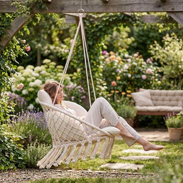 Hangstoel Samira - beige, Tuin en Terras, Verzenden, Nieuw