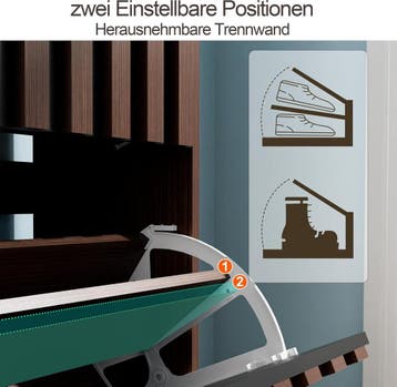 UEV Schoenenkast met 4 kleppen hout, schoenenrek smal (bruin, Verzenden, Zo goed als nieuw