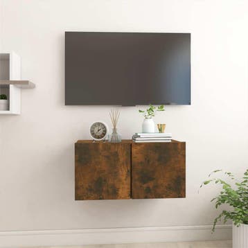 vidaXL Tv-meubel hangend 60x30x30 cm bewerkt hout gerookt, Verzenden, Nieuw, Overige houtsoorten, Minder dan 100 cm