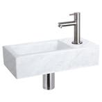Fonteinset Differnz Helios 37.5x18.5x9.5 cm Marmer Wit Met, Huis en Inrichting, Badkamer | Badkamermeubels, Ophalen of Verzenden
